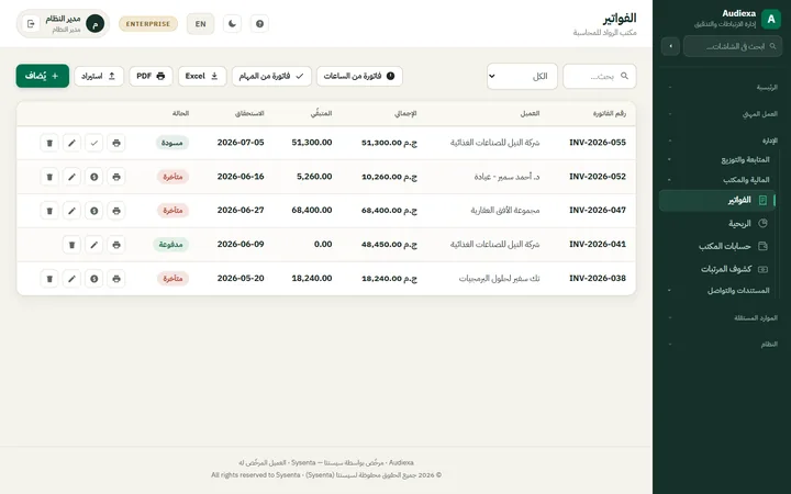 Audiexa: الأتعاب وإدارة المكتب